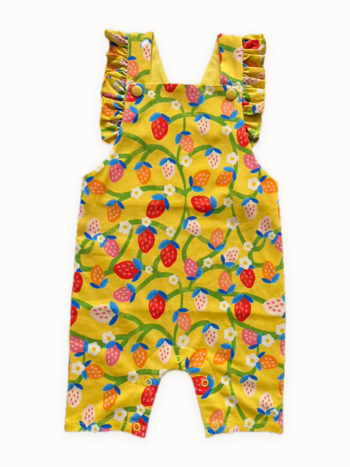Strawberry-print overalls with ruffle straps, photo 1